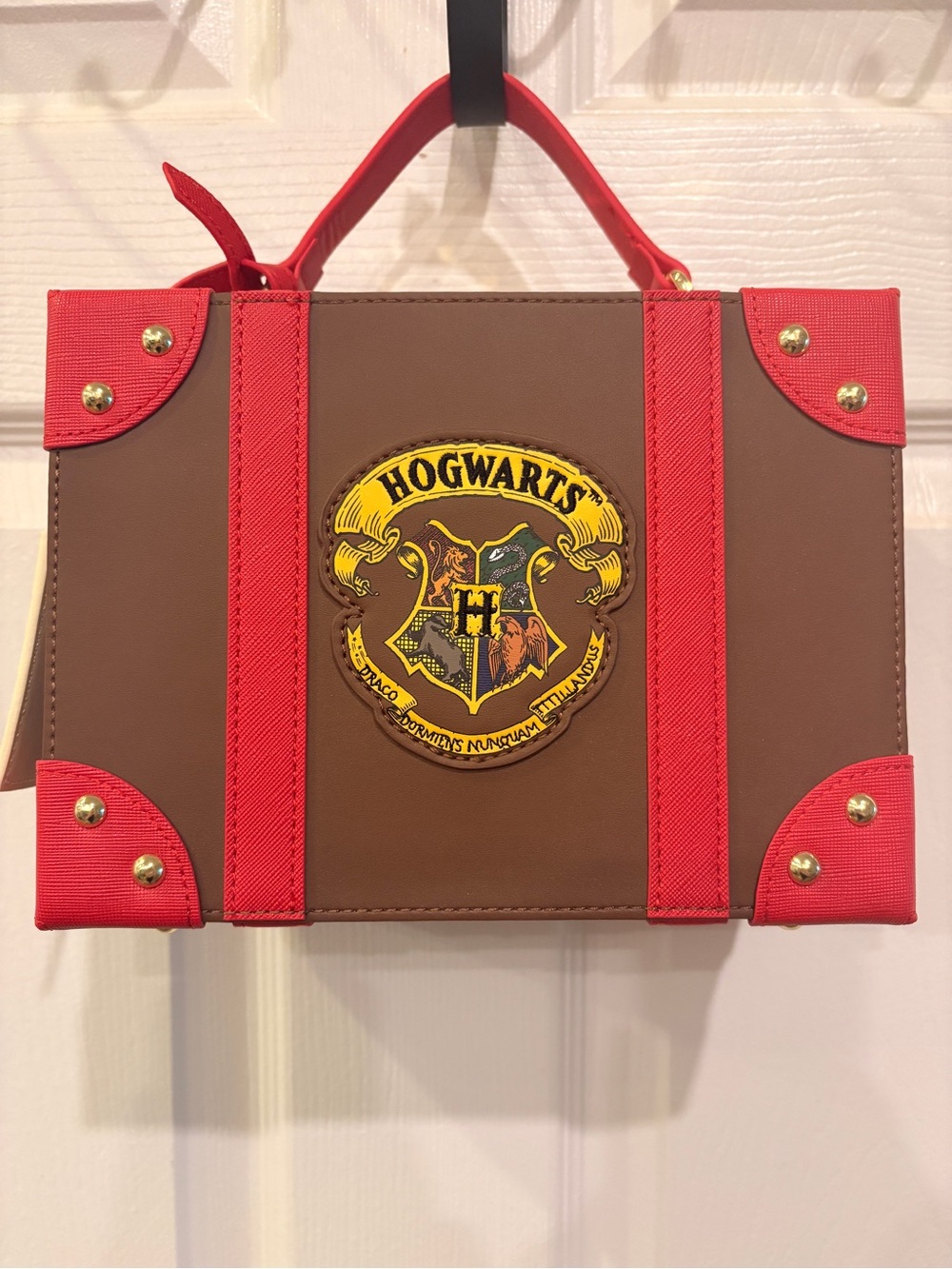 Loungefly Brown and Red Hogwarts Trunk Mini Bag